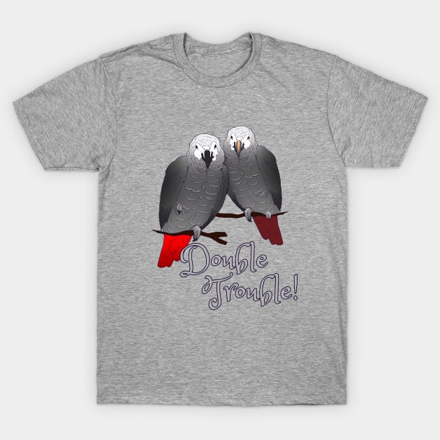 Congo and Timneh African Grey Parrot DoubleTrouble T-Shirt by Einstein Parrot